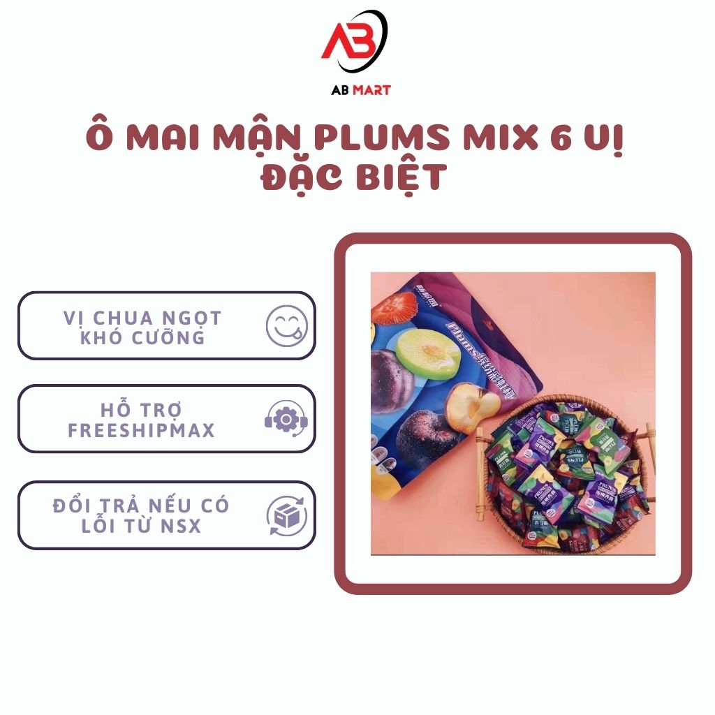 Ô Mai Mix Đủ Vị Plums, Đồ Ăn Vặt Nội Địa Trung, ô mai việt quất, ô mai cherry, ô mai xí muội, ô mai chua ngọt, ô mai sấy, ô mai đào