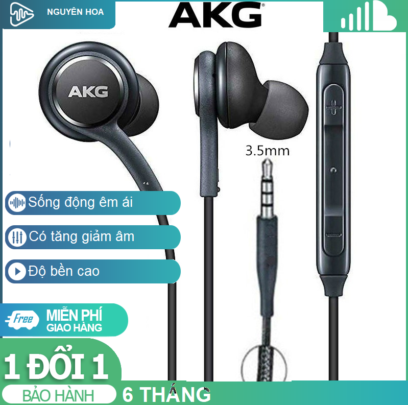 Tai nghe AKG S10/S10plus/Note10/Note10+ chân 3.5 dùng cho mọi điện thoại cổng 3.5m Fullbox (Đen)