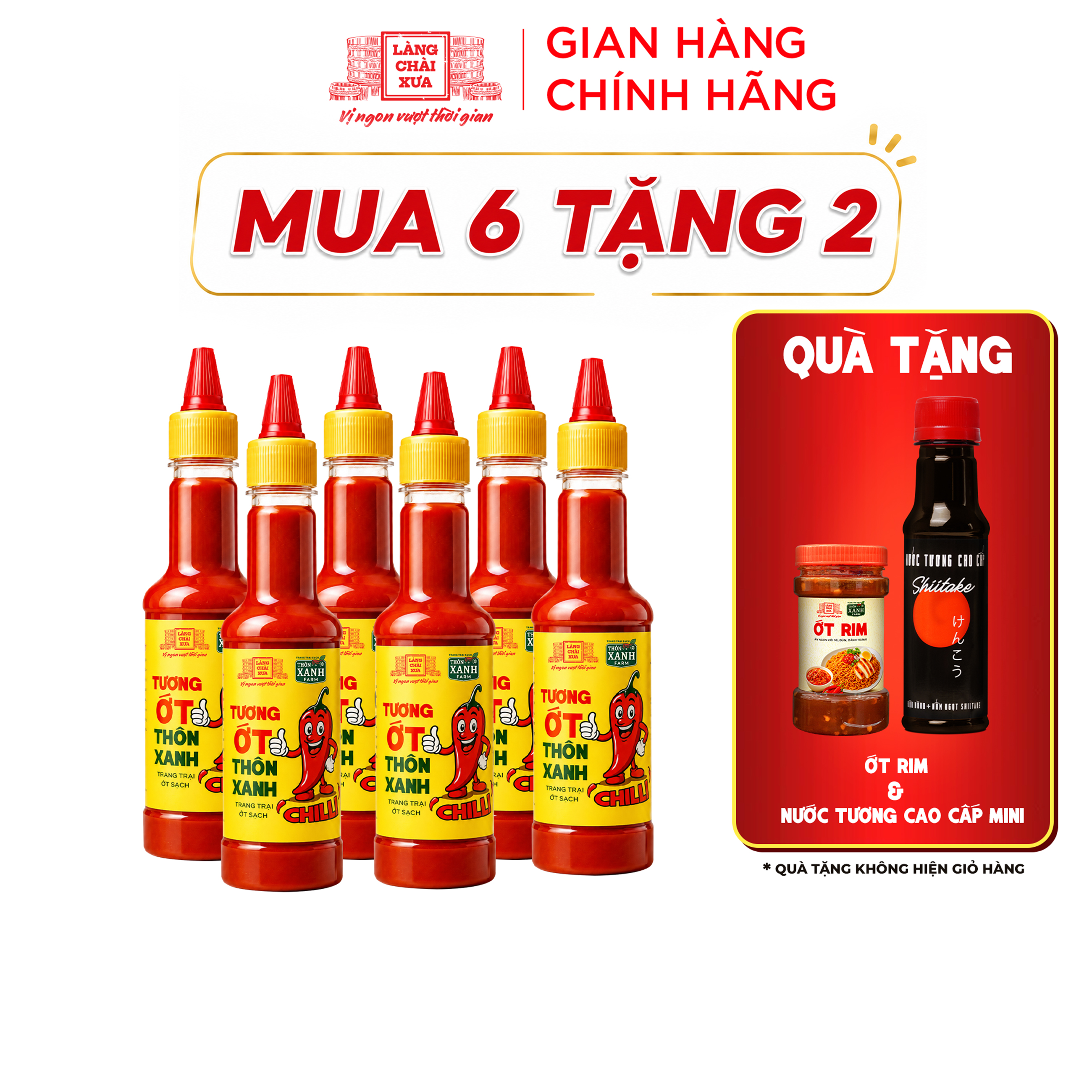 [Tặng Ớt rim & Nước tương 125ml] Combo 6 Tương ớt Làng Chài Xưa chai 270g - trang trại ớt sạch