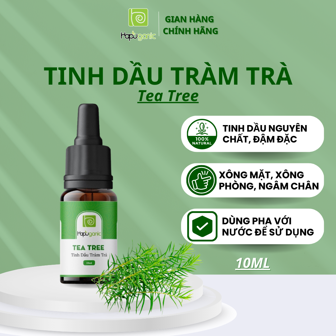 [HCM]Tinh Dầu Tràm Trà Hapuganic Tea Tree Tinh Dầu Thiên Nhiên Ngủ Ngon Khử Mùi Không Gian Ngừa Gàu Ngứa và Giảm Mụn Hiệu Qủa