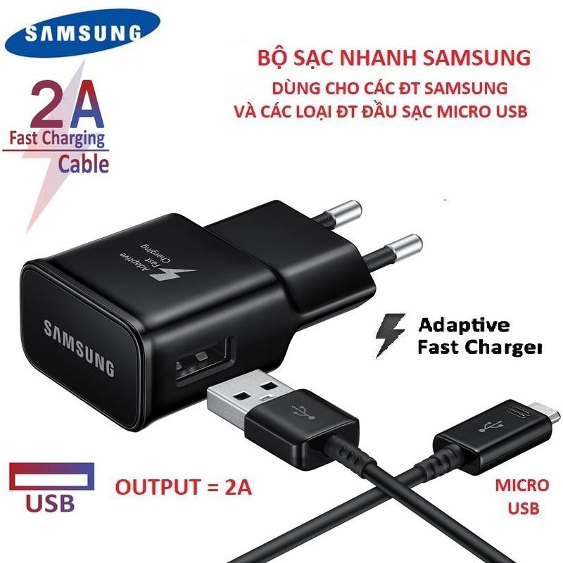Sạc nhanh samsung 15w, hỗ trợ chân sạc typec/micro