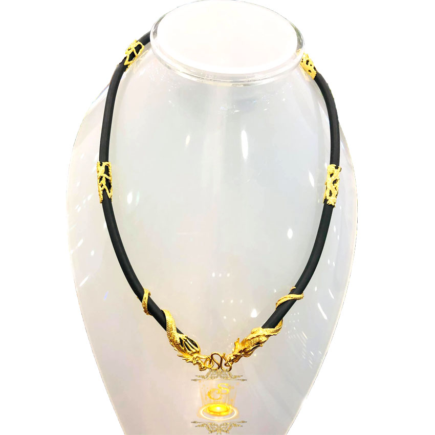 Dây chuyền đen bọc rồng xi vàng 18k - kích thước 55cm - caraven silver - XD9