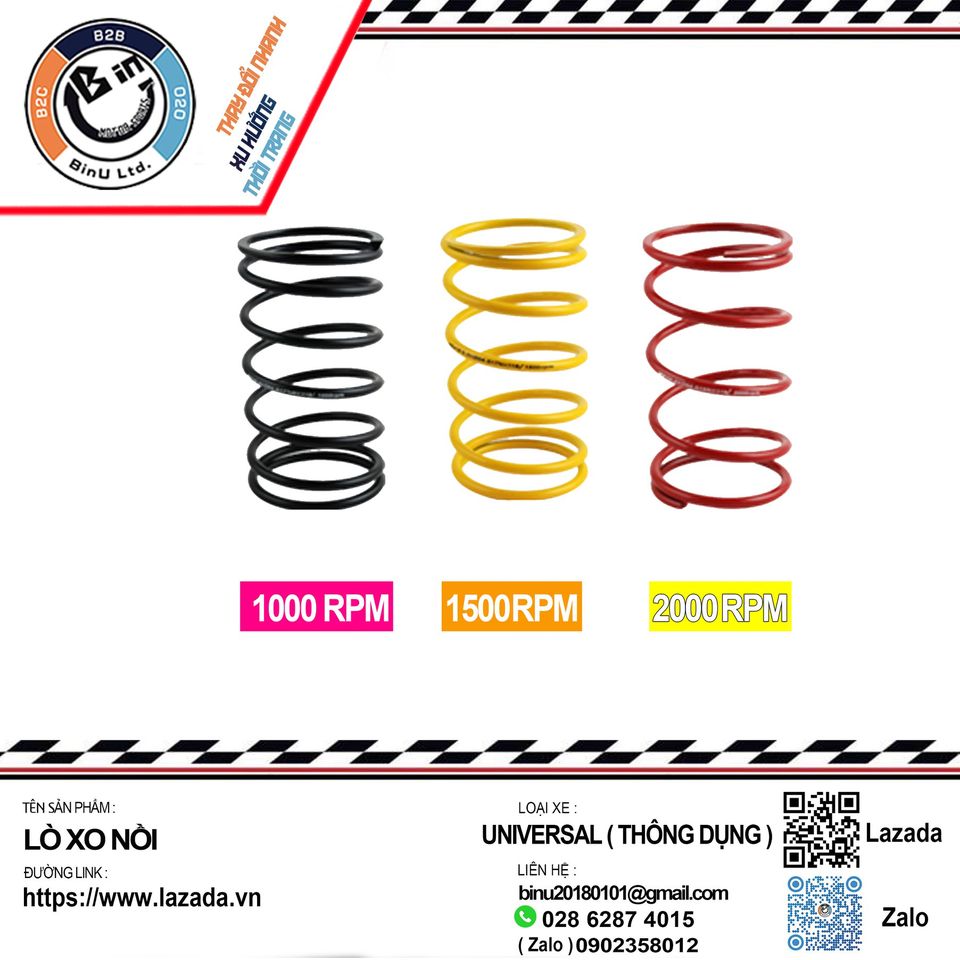 Lò xo trụ nồi sau xe tay ga pcx vario - wf 1500- 1800 rpm