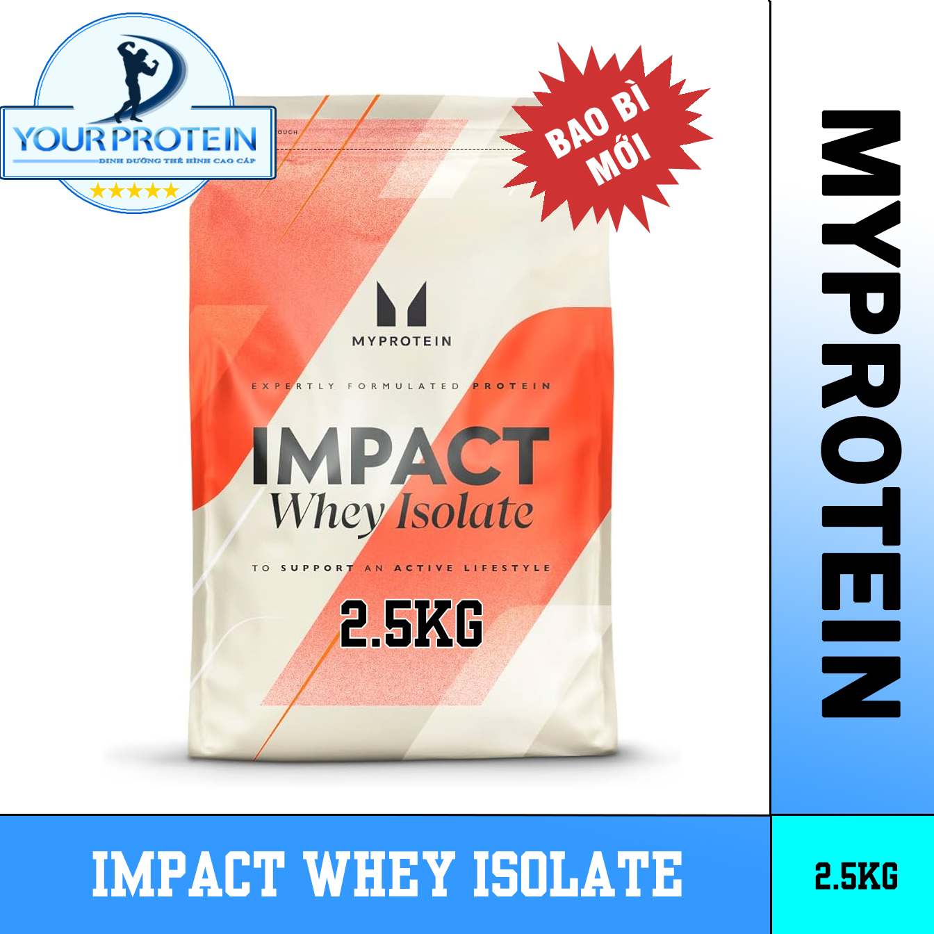 Myprotein impact whey isolate 1kg - 40 lần dùng - tặng shaker