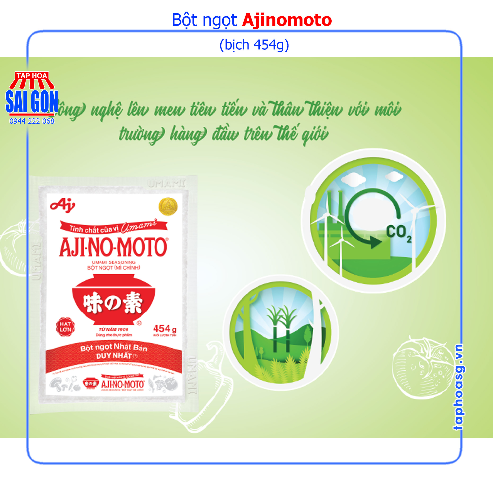 Bột ngọt Ajinomoto bịch 454g giúp món ăn thêm ngon, hấp dẫn và đậm vị