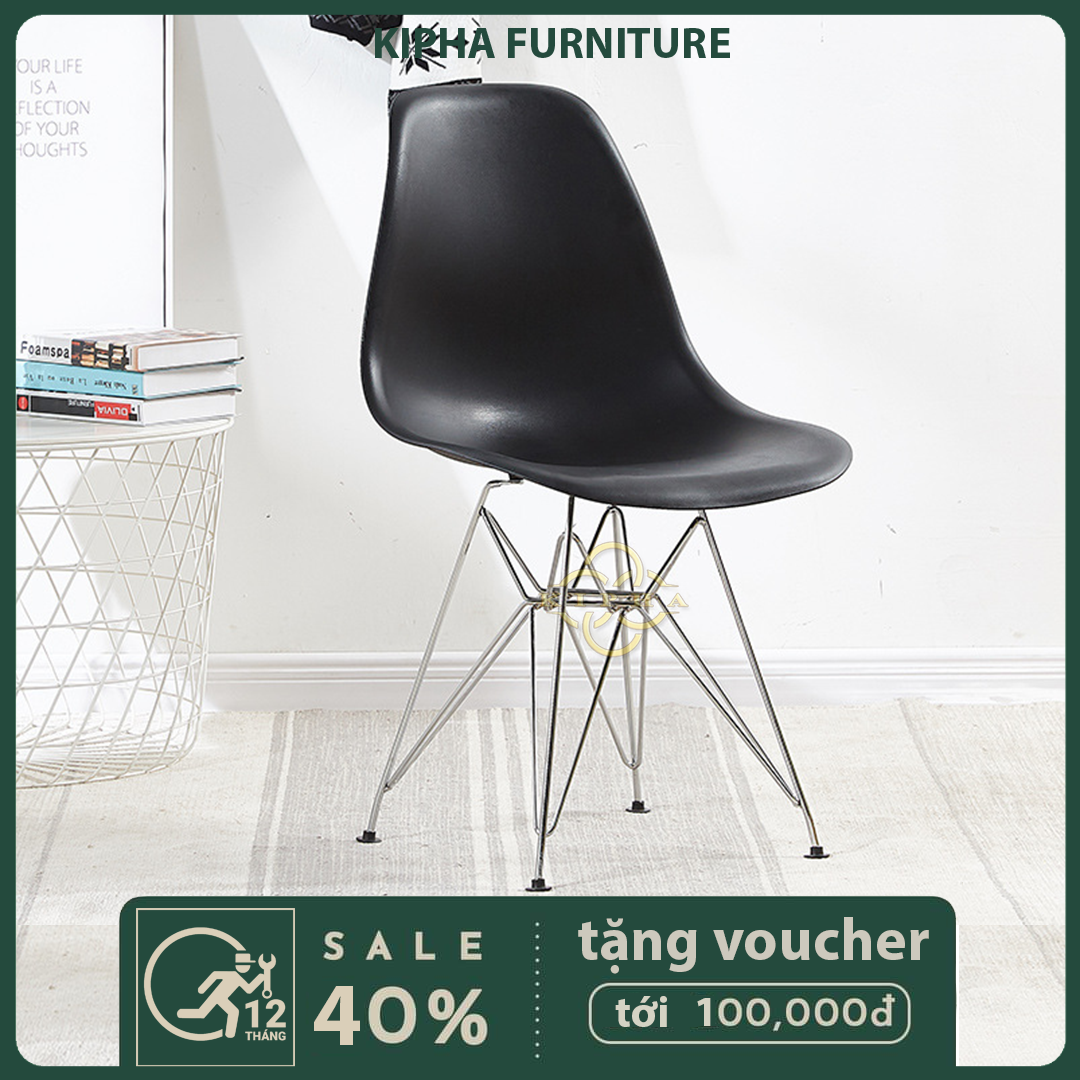 Ghế Eames nhựa chân đan sắt , ghế eames, ghế cafe vintage , ghế decor phòng , ghế bàn trà ngoài hiên mẫu mới . Có bảo hành