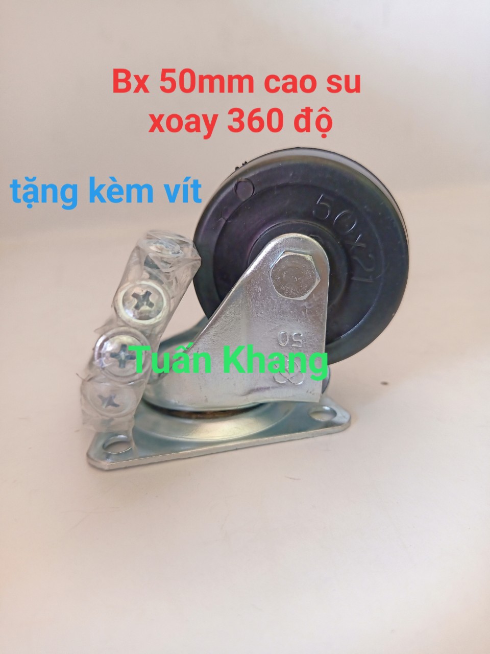 Bánh xe đẩy cao su đúc , đường kính 50mm ,gắn tủ , kệ , làm xe kéo ,