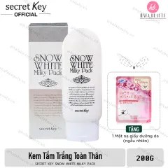 Kem tắm trắng toàn thân Secret Key Snow White Milky Pack 200g + Tặng 1 Mặt nạ giấy dưỡng da (ngẫu nhiên)
