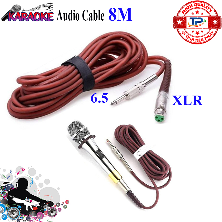 Dây Micro Karaoke dài 8M Shuboss cáp canon cái XLR ra đầu 6 ly đực 6.5mm dây chống tạp âm và chống nhiễu cực tốt cho dàn Karaoke