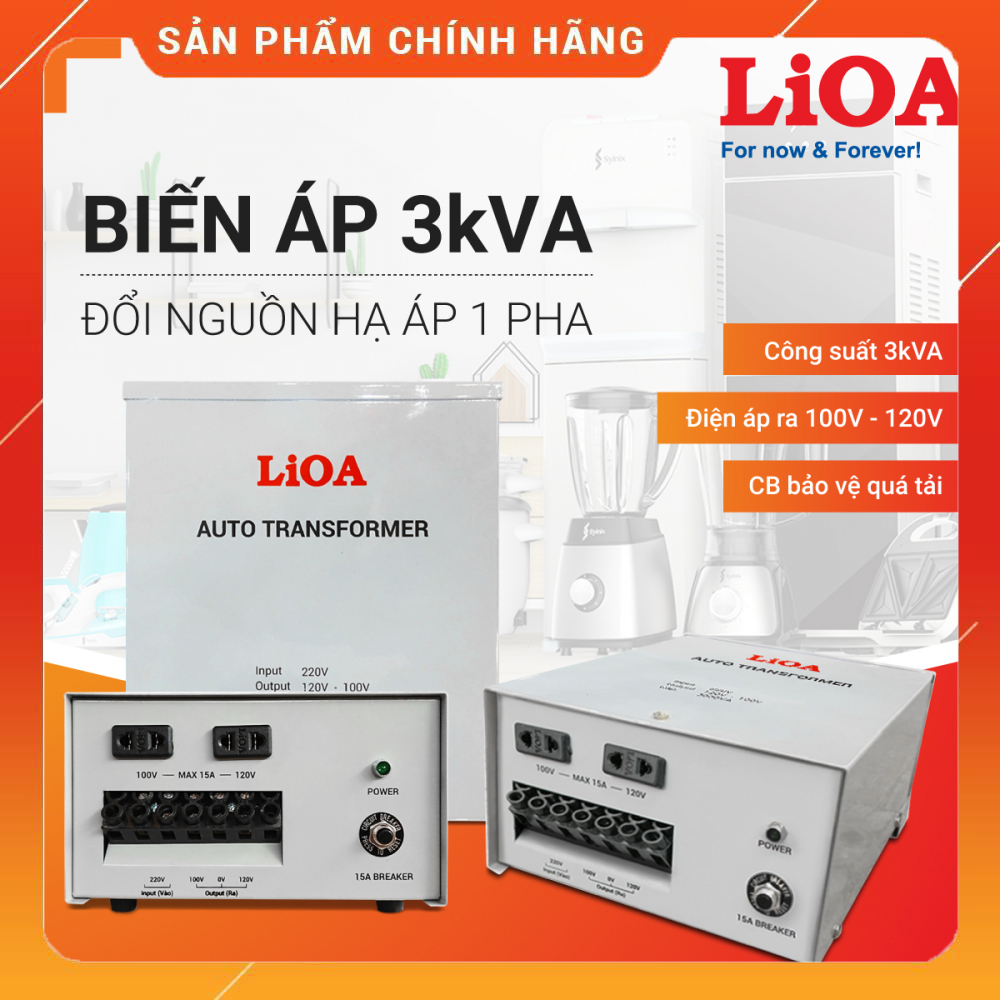 Biến áp tự ngẫu lioa 3000va dn030 - cục đổi nguồn 3000w - bộ đổi nguồn từ 220v sang 100v 120v 110v 3kva