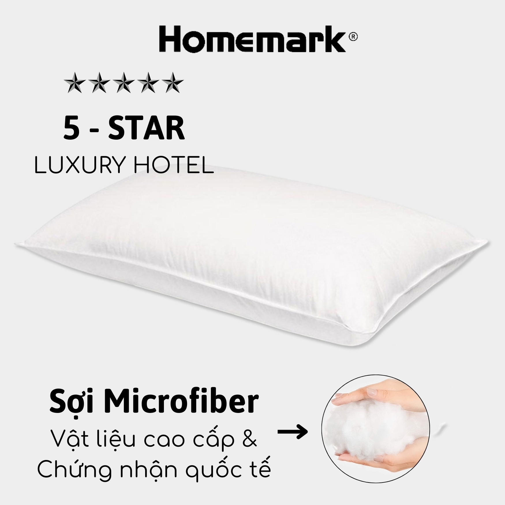 Ruột gối nằm lông vũ khách sạn cao cấp Microfiber Hanvico by Homemark có kích thước trẻ em và 50x70 cm