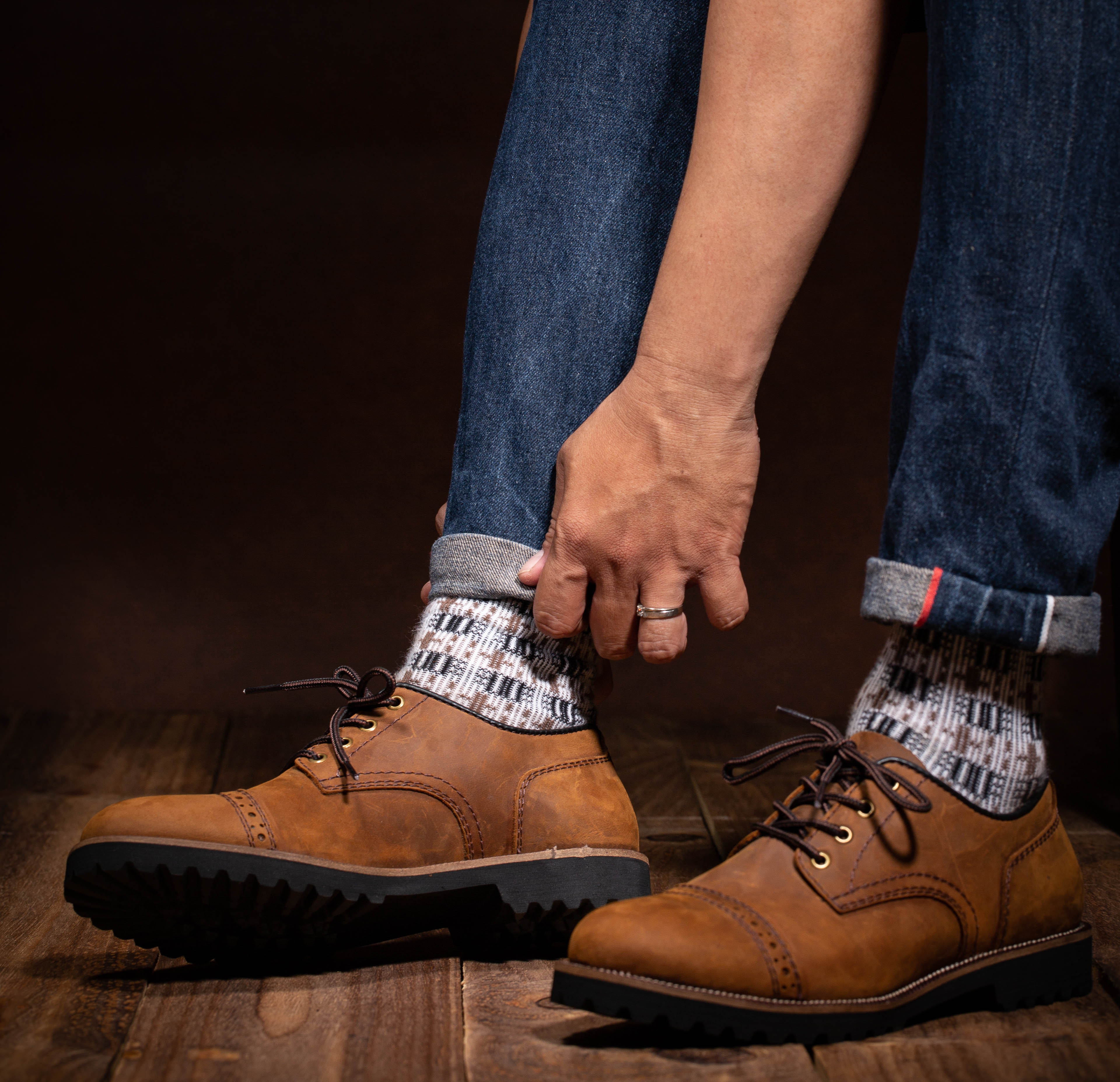 •Giày boot nam da bò sáp cao cấp cổ thấp. • OXFORD 2.0 BROWN WITH BLACK SOLE - Steeler, đế khâu, phong cách workwear.