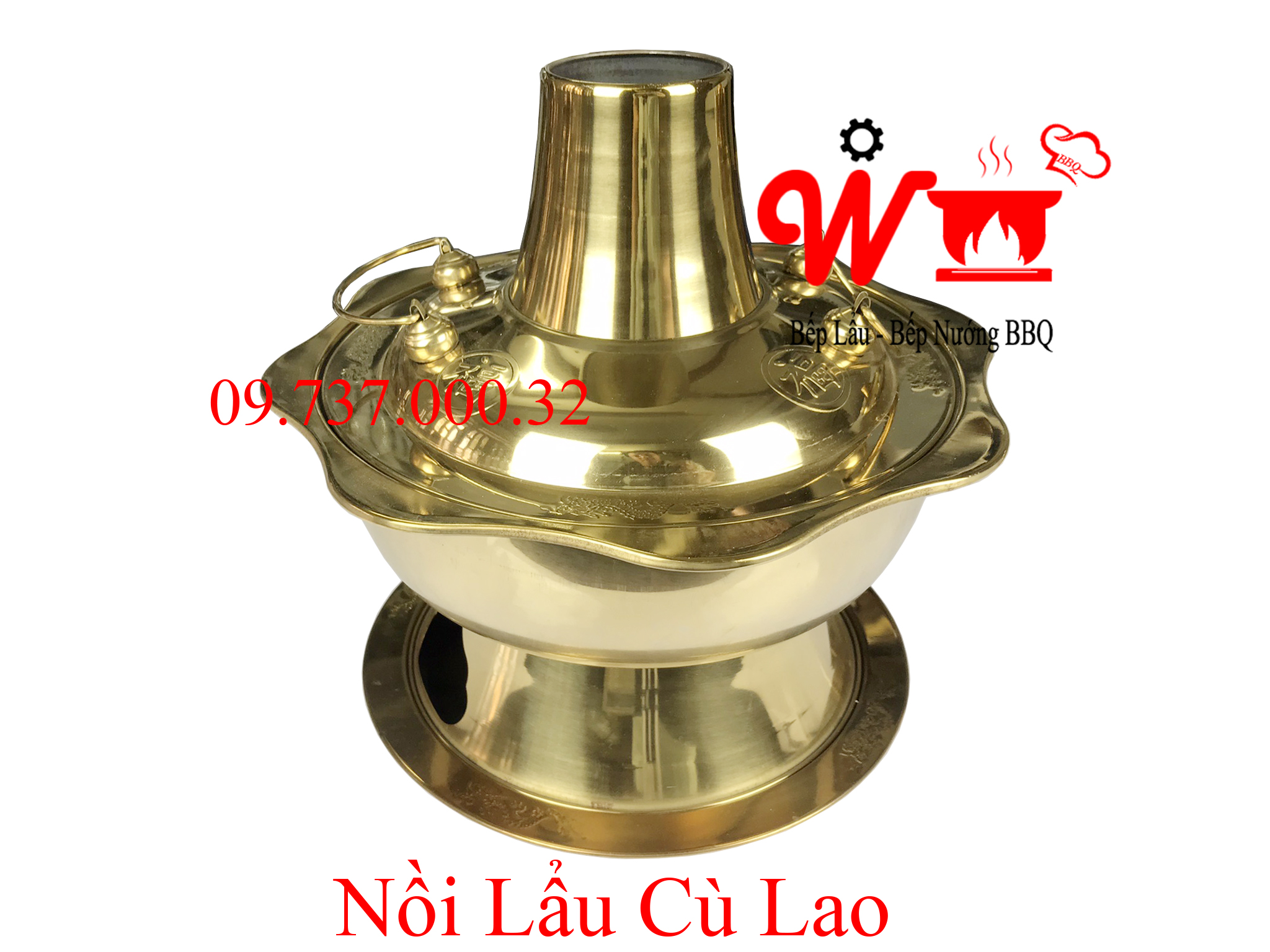 Nồi Cù Lao inox màu vàng inox 304, cái cù lao, nồi nấu lẩu bằng than giá rẻ, có vành hoa đẹp