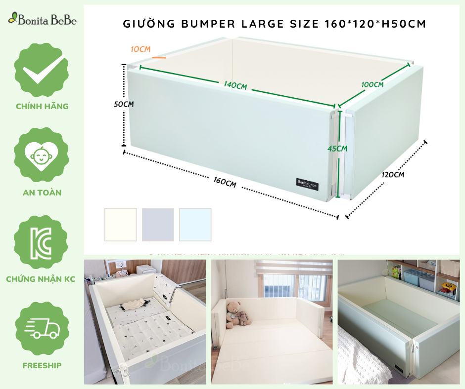 Giường Bumper cho bé nhập khẩu Bonitabebe Hàn Quốc