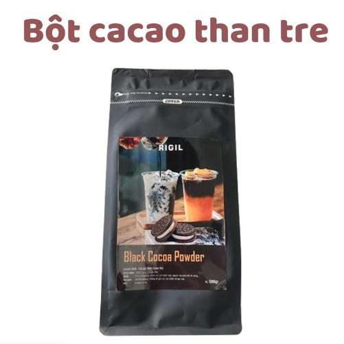 Bột cacao tinh than tre đen Rigil IMO gói 500g pha chế đồ uống tạo màu làm bánh