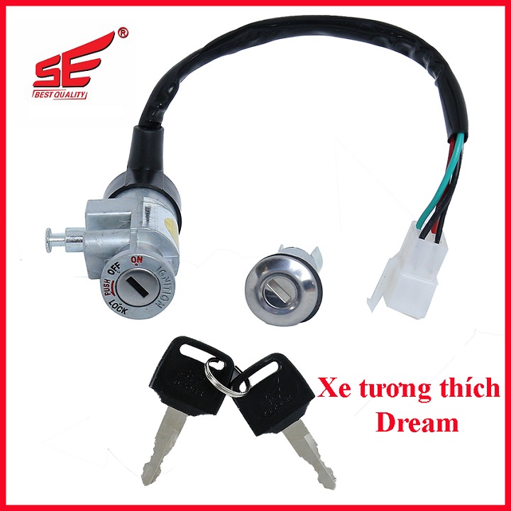 Bộ ổ khóa xe máy DREAM 100CC 2 cạnh thương hiệu SE