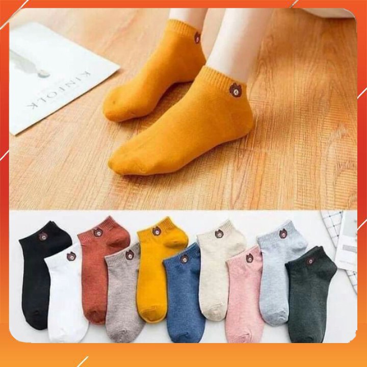 Tất gấu brown cổ ngắn siêu yêu co dãn 4 chiều