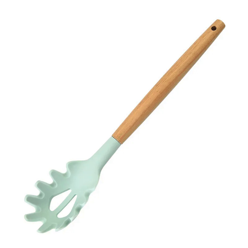 Silicone mì Scoop Spaghetti lấy muỗng mì ống ngã ba mì phục vụ lọc mì khe bếp Claw muỗng muỗng thép
