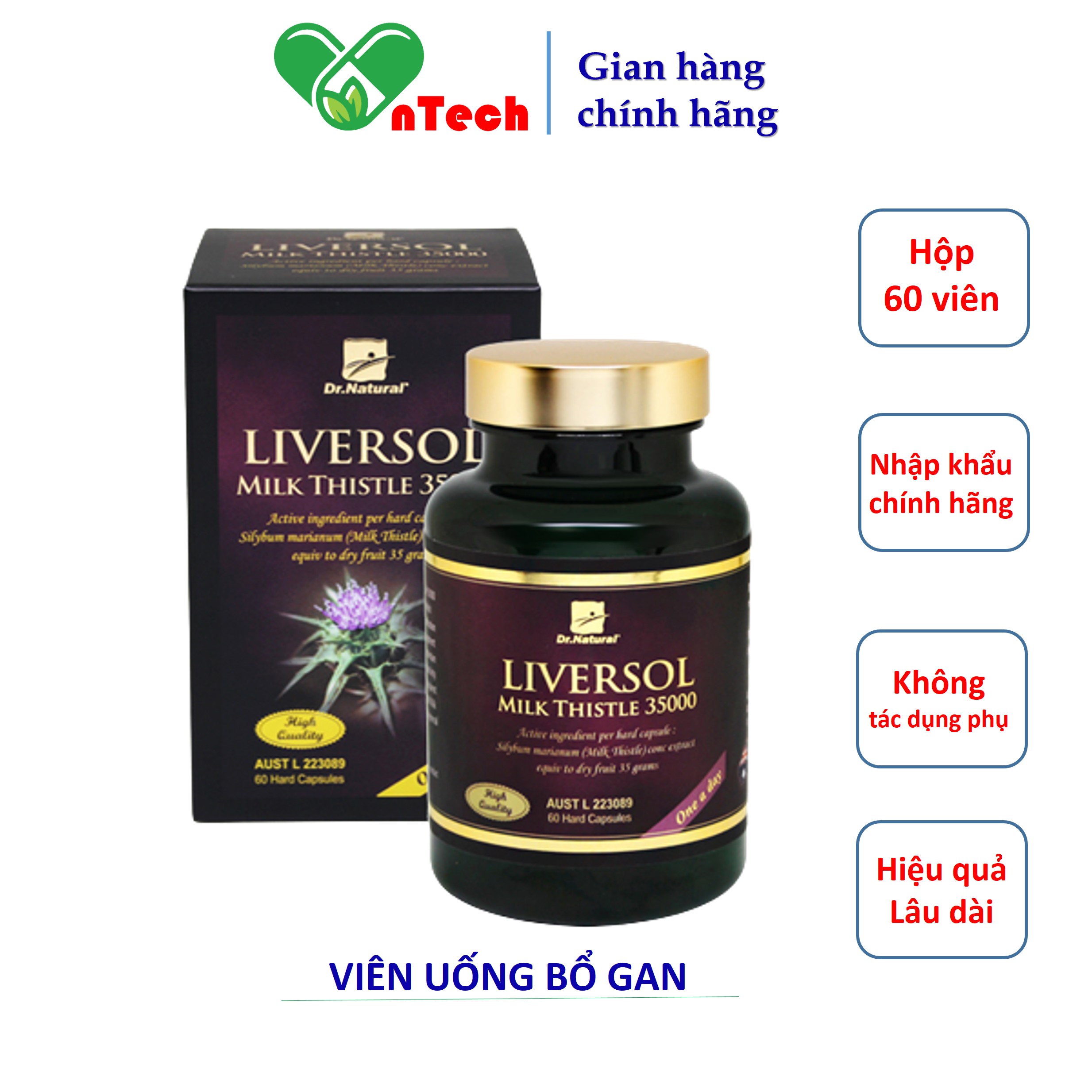Viên uống bổ gan LiverSol Milk Thistle 35000 hỗ trợ chức năng gan giúp mát