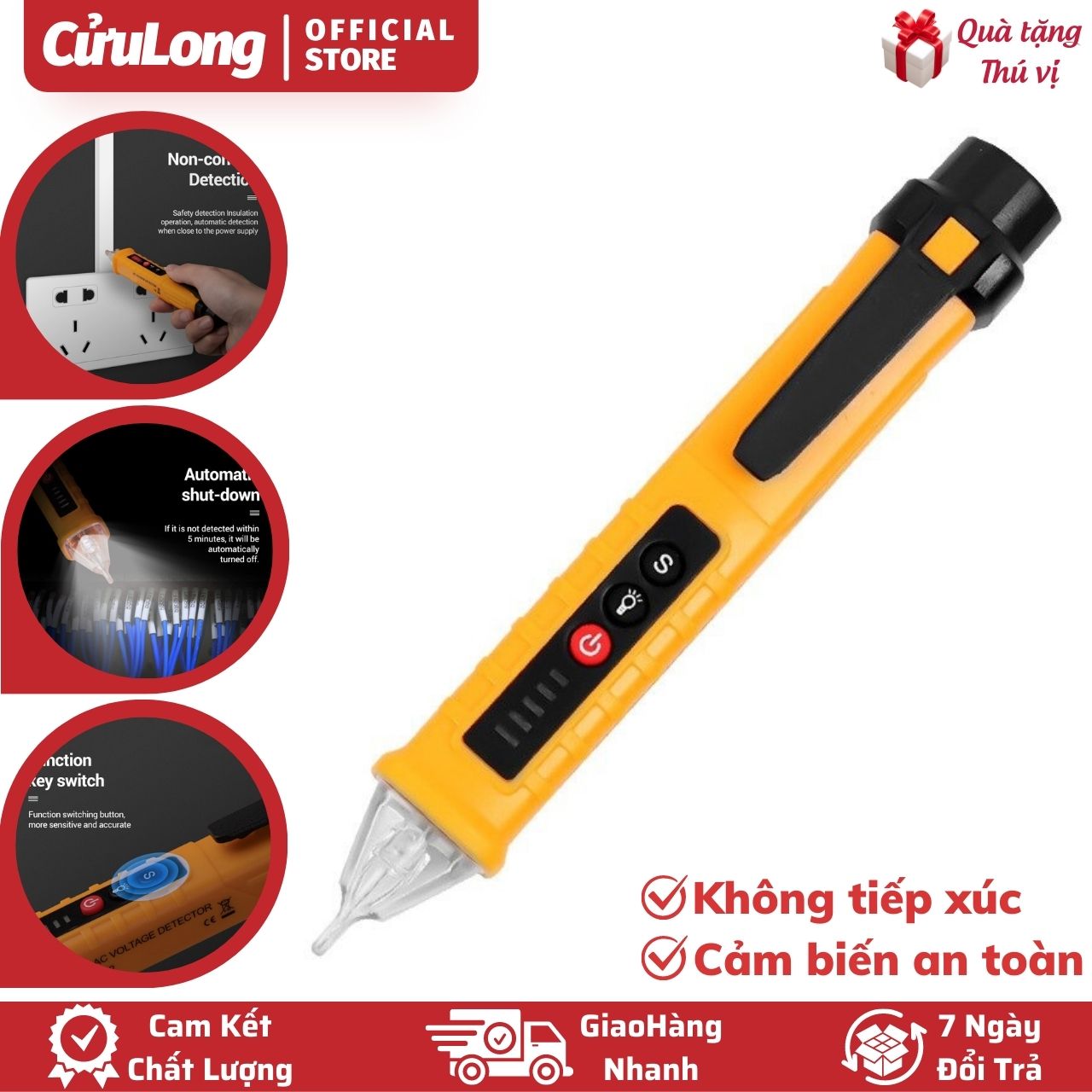 Bút Thử Điện Thông Minh Không Tiếp Xúc Có Đèn Pin, dò điện cảm biến âm báo dò dây đứt ngầm dây nóng lạnh tự ngắt khi không sử dụng