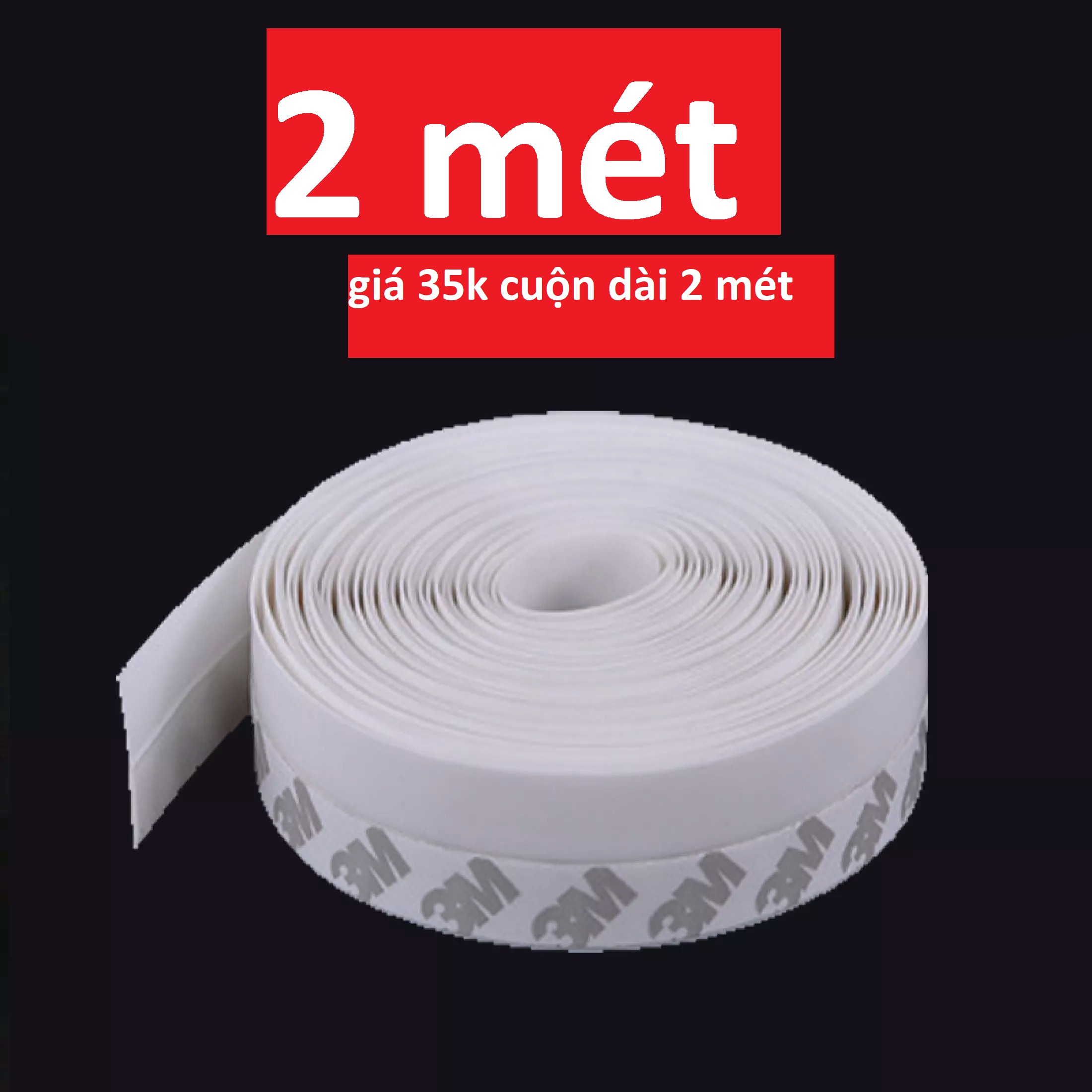 Cuộn Ron dán chân cửa, khe hở cửa, giảm thoát hơi lạnh, côn trùng, bụi, giảm ồn bản rộng 35mm màu trắng