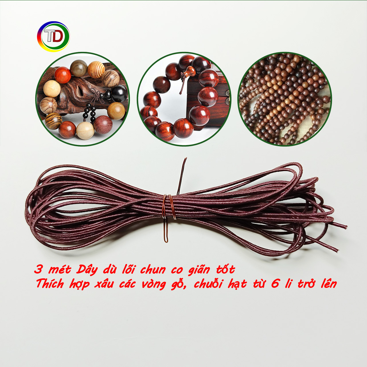 Dây dù lõi chun co giãn đường kính 0.6 0.8 và 1 mm xâu hạt gỗ chuỗi hạt xâu vòng handmade - TD.Store