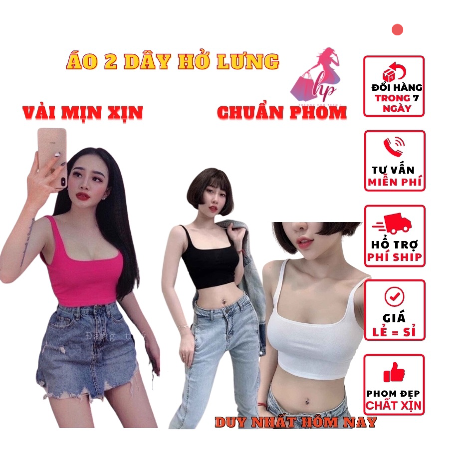 Áo 2 dây nữ hở lưng croptop màu trơn thun mịn kiểu hàn quốc thời trang -A13