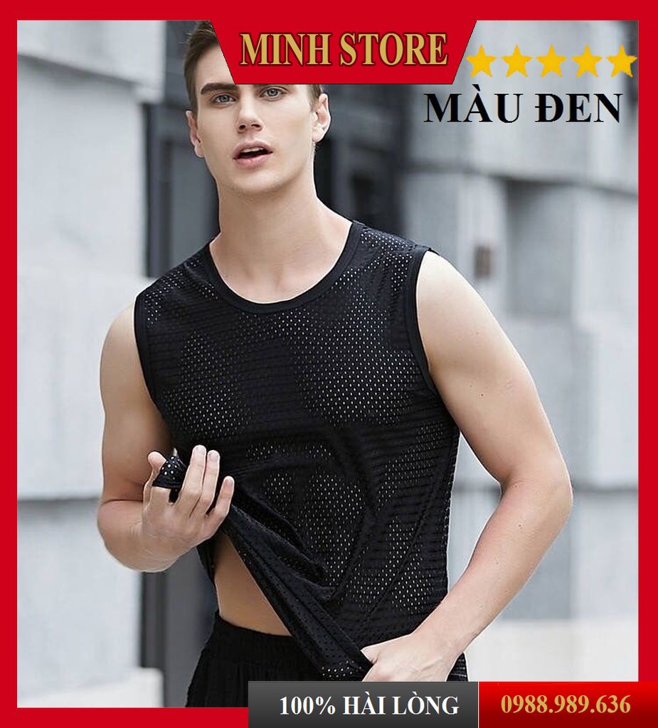 Áo Ba Lỗ Nam Lưới Thông Hơi sát nách mặc tập gym ở nhà Áo 3 lỗ nam thể thao siêu mát mùa hè - Minhstore5