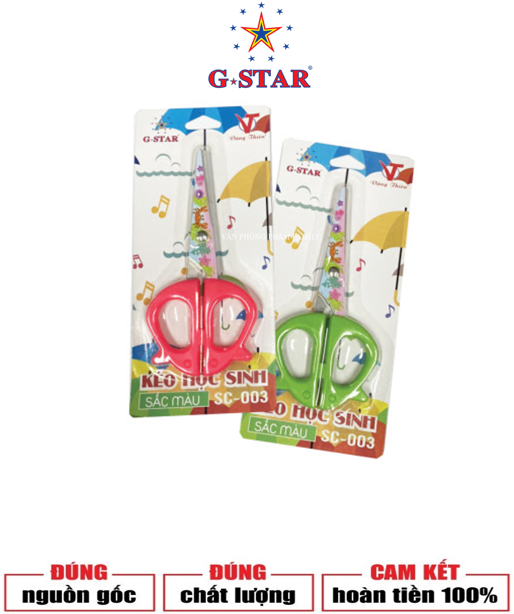 KÉO HỌC SINH SC-003 HIỆU G-STAR Lưỡi kéo bằng thép cao cấp không gỉ, cực sắc bén cắt ngọt