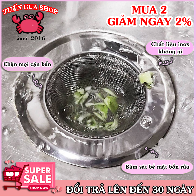 Dụng cụ lọc rác tránh tắc nghẽn bồn rửa bát bằng inox, dụng cụ nhà bếp, dụng cụ bằng inox, đồ dùng nhà bếp (LRI03), Tuấn Cua