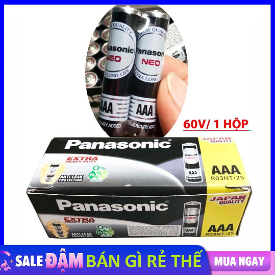 [HCM]Pin AAA Panasonic R03NT/2S Pin Panasonic Đen ( 60 Viên )