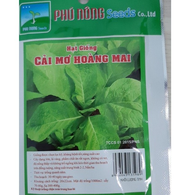 Hạt giống cải mỡ gói 20g - Hạt giống Thương hiệu phú nông - giống cây ăn trái, rau, củ, quả, mầm hạt các loại