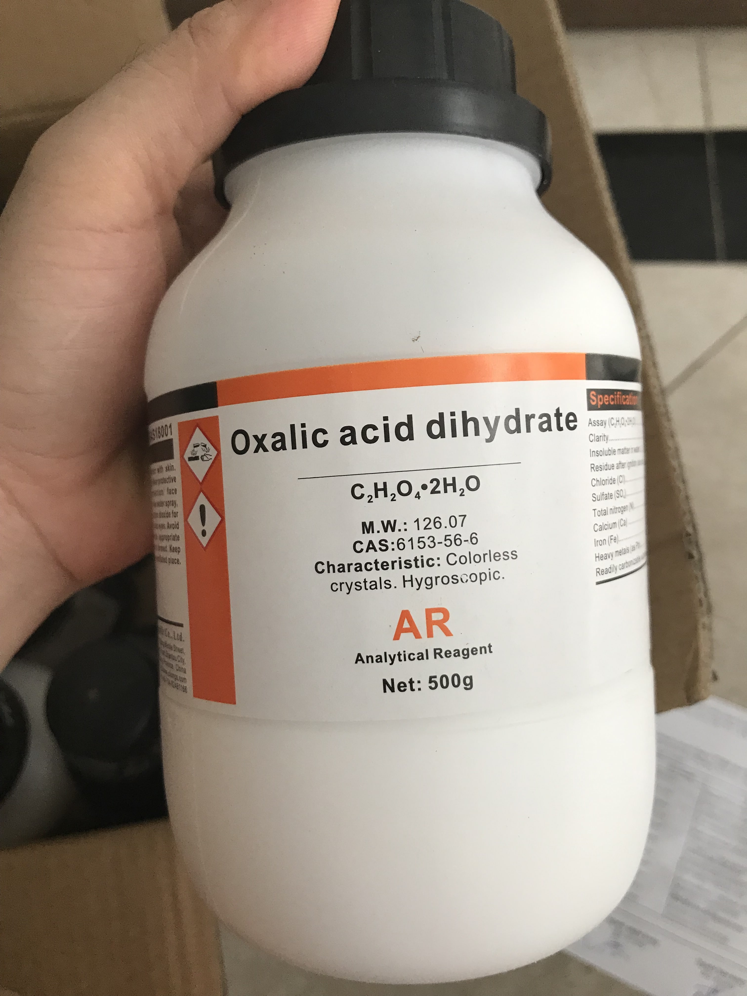 oxalic acid C2H2O4.2H2O 500g axit oxalic CAS 6153-56-6