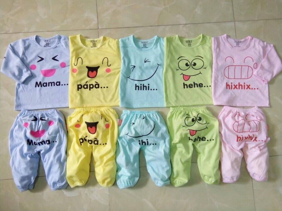 QUẦN ÁO TRẺ EM - Set 5 bộ dài có cài khuy vai cho bé từ 3-14kg (HỖ TRỢ PHÍ SHIP)