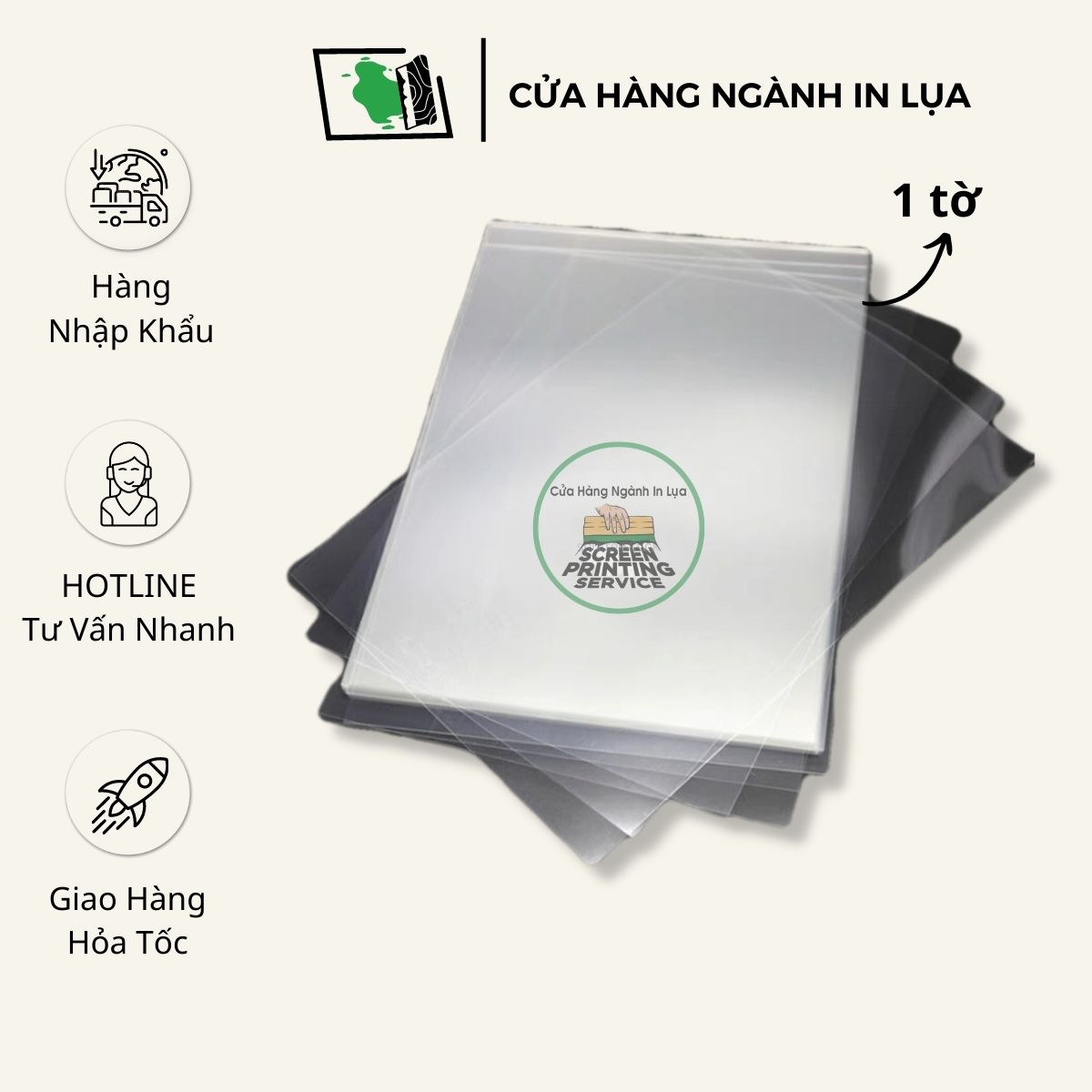 Phim nhựa xuất phim chụp bản lụa 1 tờ