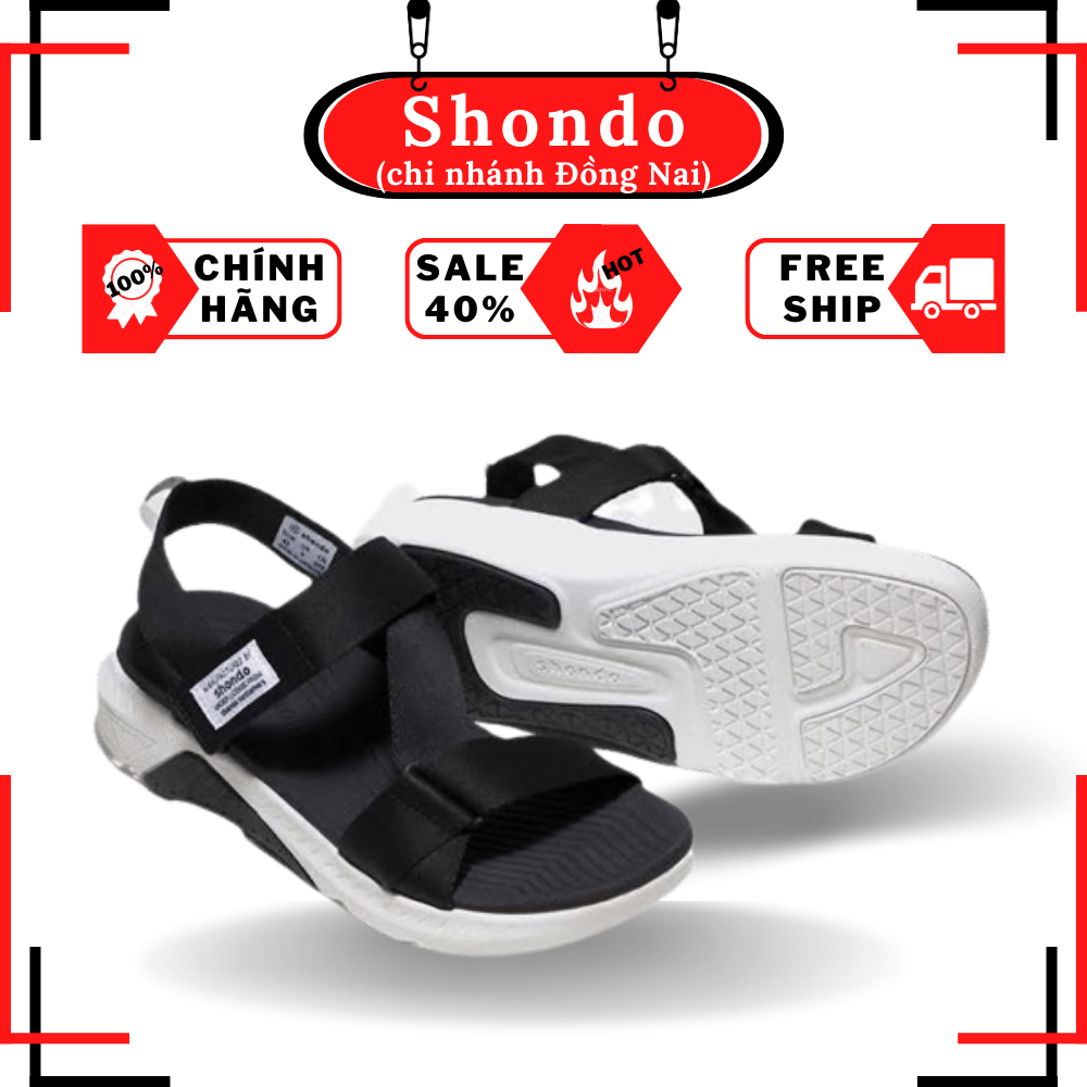 Giày shondo sandals nam nữ f7 racing f7r0010 - đế trắng phối đen quai đen
