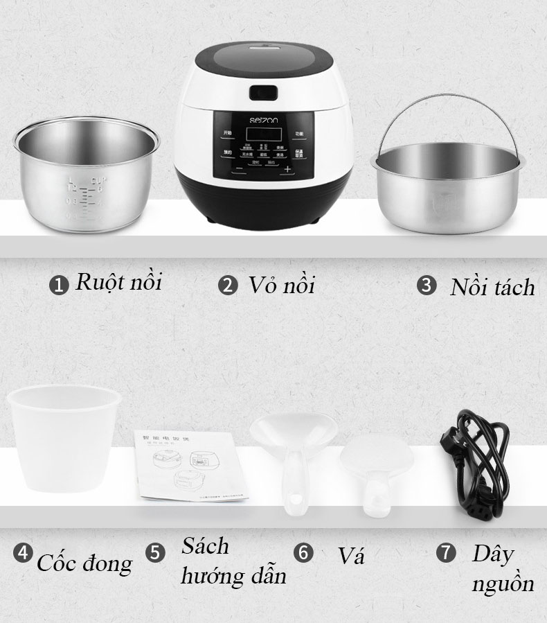 Nồi cơm điện tách đường seizon pt-338 3l - giảm lượng đường trong cơm lòng nồi bằng inox 304