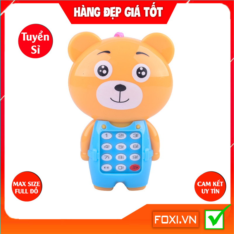 Điện thoại hình gấu Foxi đáng yêu-phát nhạc-có đèn cho bé-Đồ chơi thông minh phát triển IQ-EQ