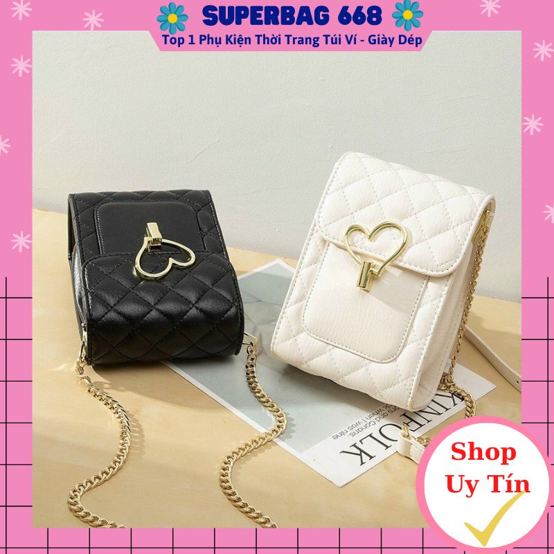 Túi xách nữ xinh đeo chéo túi đựng điện thoại khóa trái tim superbag668 257