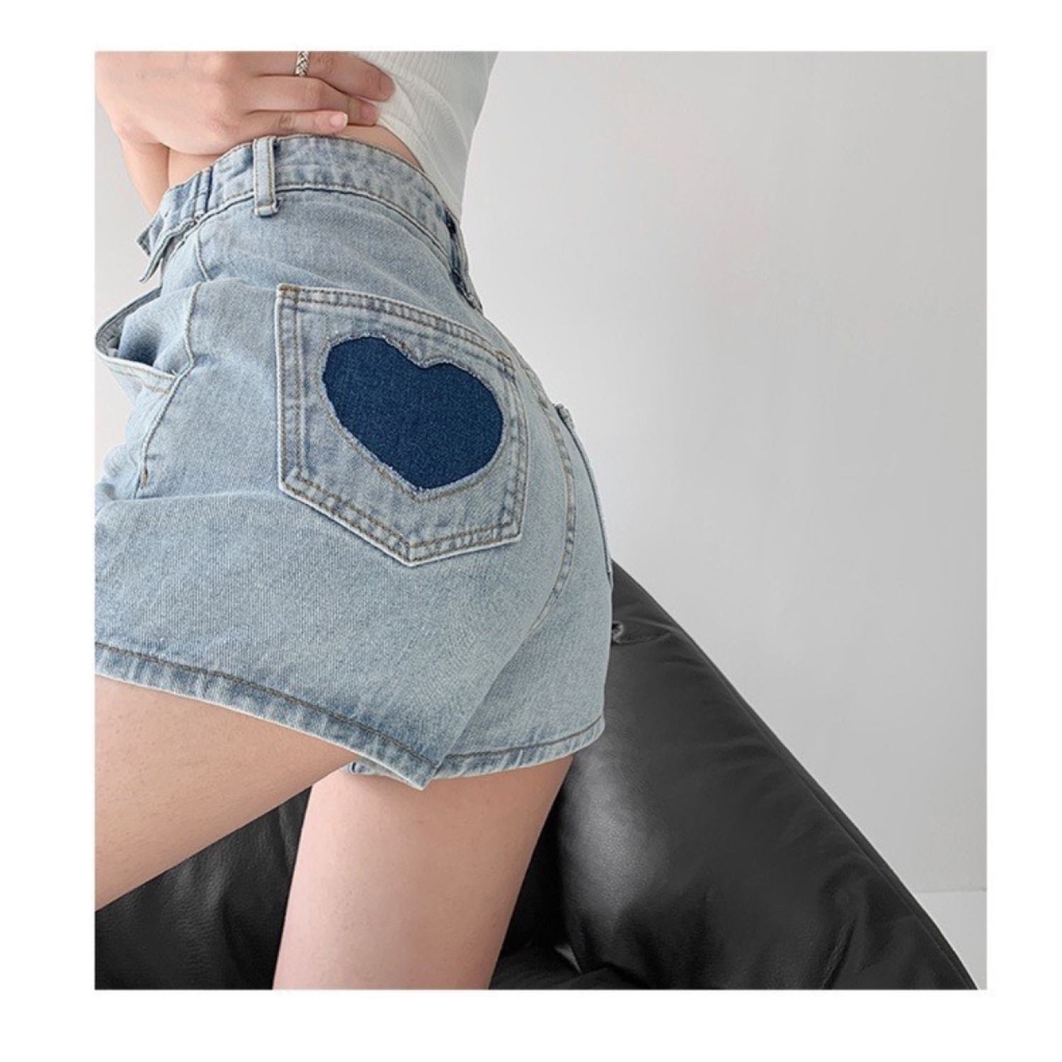 Quần short jean nữ lai cuốn,quần đùi nữ lưng cao