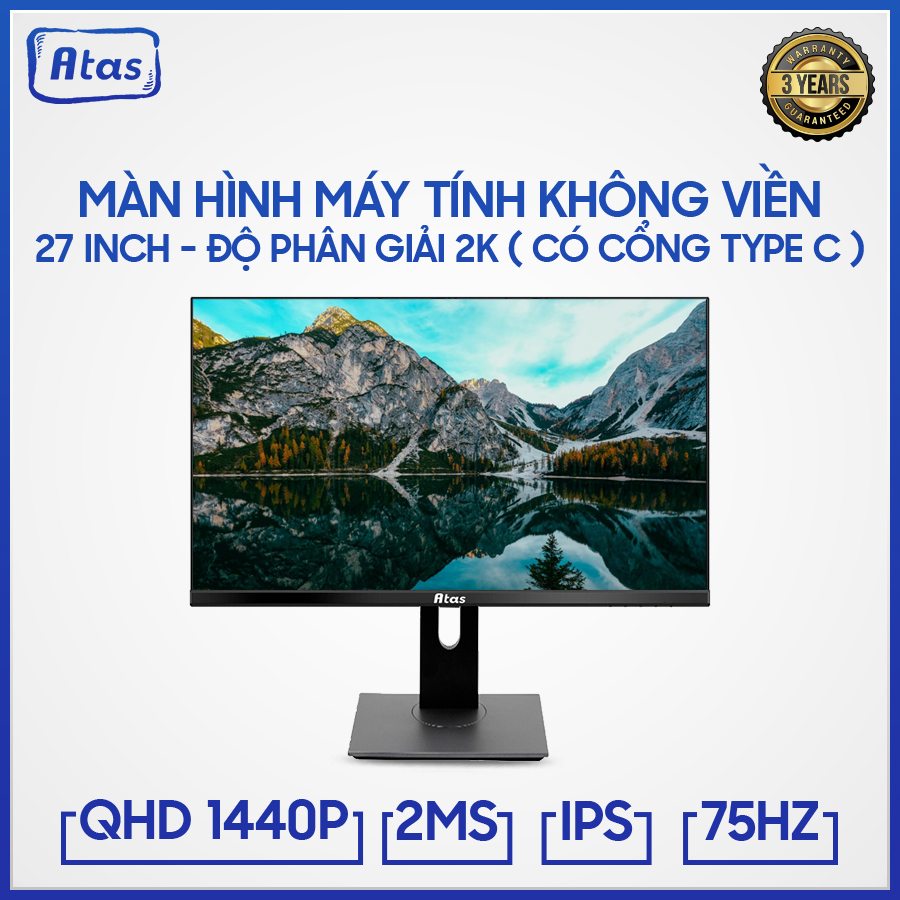 [Trả góp 0%]Màn hình ATAS 27 inch YD270Q - Màn hình máy tính ATAS 27 inch YD270Q - Màn hình 27 inch ATAS YD270Q- Kết nối Type-C dành cho Macbook - Freesync - Tần số 75HZ