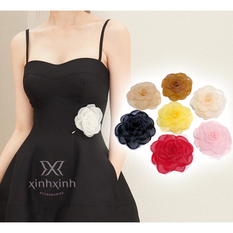 Hoa cài áo, phụ kiện cài váy chất liệu lụa cao cấp dành cho bạn gái Xinh Xinh Accessories