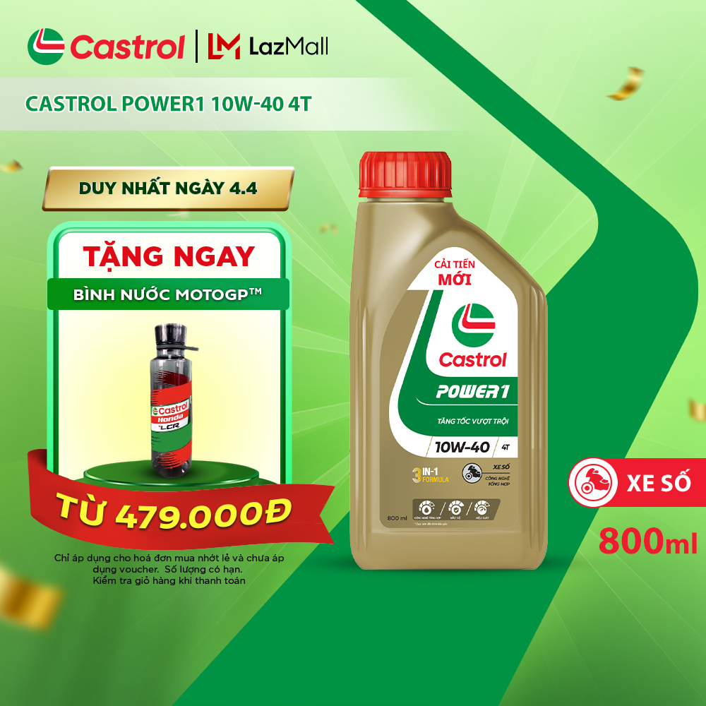 Dầu nhớt xe số CASTROL POWER1 4T 10W-40 (0.8L)