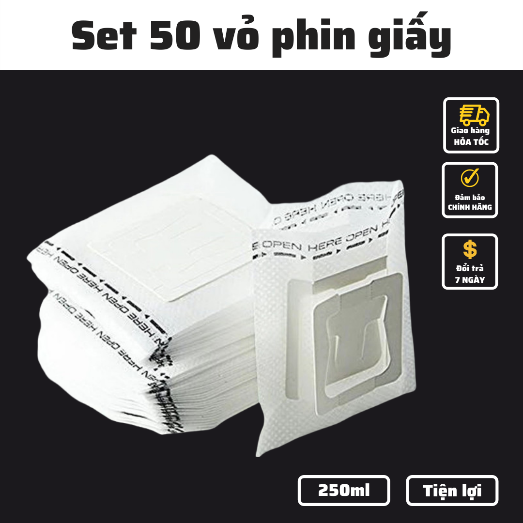 [GIÁ SỐC] Vỏ phin giấy cà phê nguyên chất [ SET 50 Cái ] túi lọc trà pha cafe rang xay Arabica và Robusta tiện lợi, nhỏ gọn mang đi du lịch [ Big Dream Coffee ]
