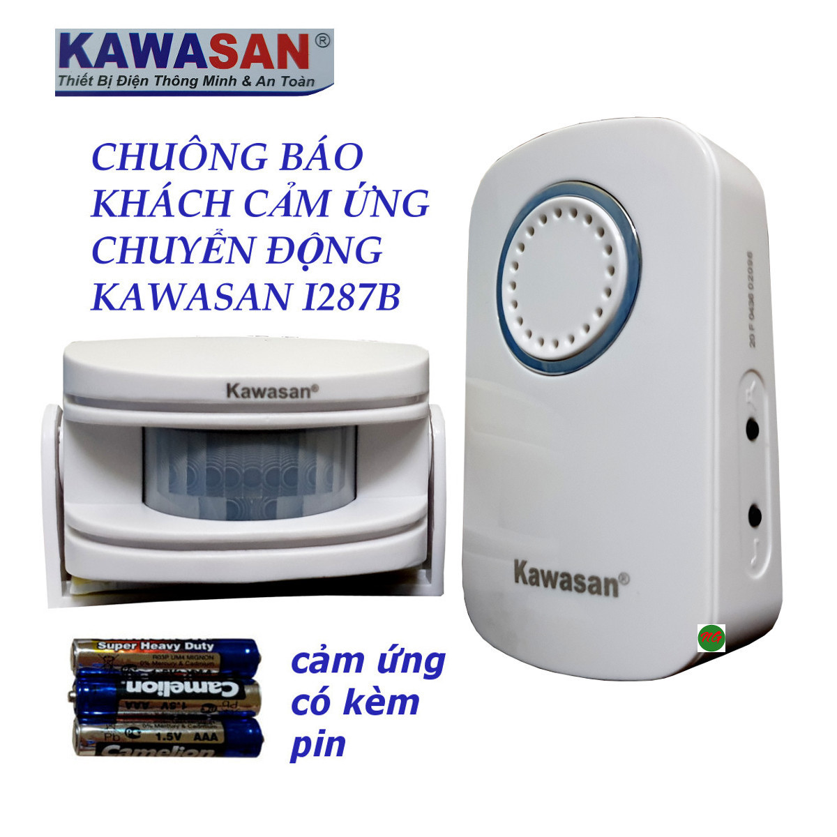 Chuông báo khách báo trộm không dây cảm ứng chuyển động KAWASAN i287B cảm biến có cổng cắm zắc dùng nguồn adapter 5V