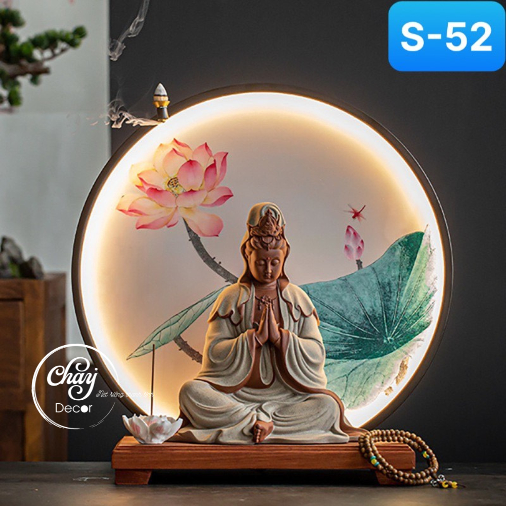 Tượng phật bà quan âm, tượng mẹ quan âm bồ tát chắp tay thiền tịnh gốm tử sa cao cấp hàng loại i - chay decor