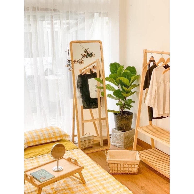 [Có Bảo Hành] Gương soi toàn thân viền gỗ thông size lớn [Giá Xưởng]