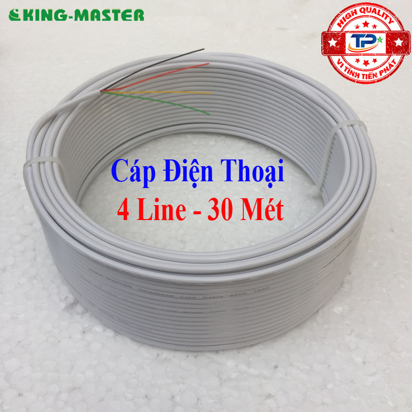 Dây Cáp Điện Thoại Bàn 4 Line ( Tim / Lõi ) dài 30M và 40M KingMaster