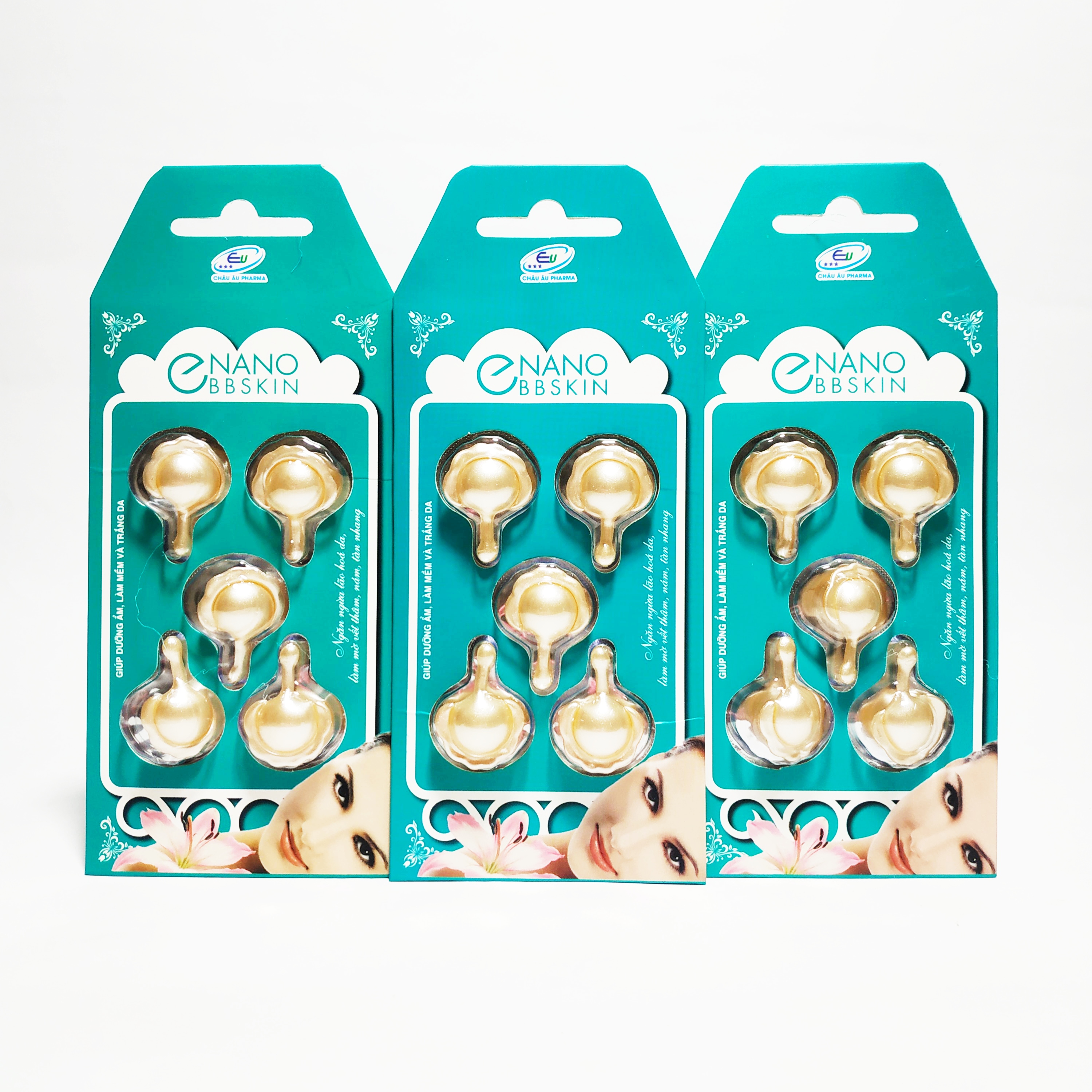 COMBO 3 Vỉ X 5 Viên Vitamin E Bôi Dưỡng Da Cao Cấp - Giúp Da Mặt Sáng Mịn - Làm Mờ Vết Thâm, Nám - E Serum - E Nano Bb Skin