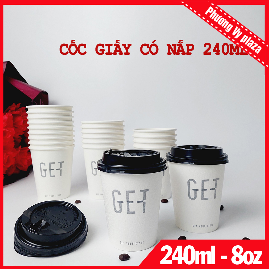 50 cốc giấy vỏ xù 240ml - 8oz ly giấy cao cấp nhập khẩu hàn quốc